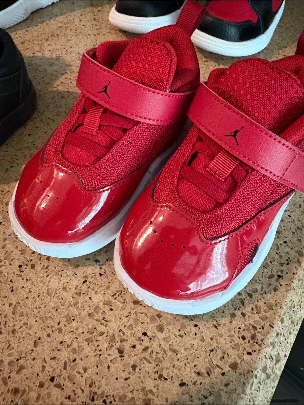 Jordan Kids Red and White Velcro Sneakers